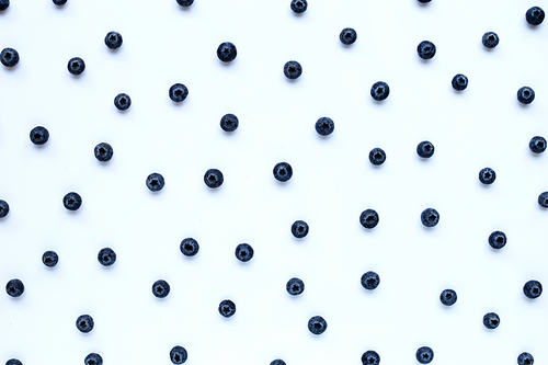 Blueberries on white background. Top view