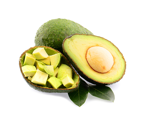 Fresh avocado fruits isolated on white