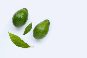 Avocado on white background. Copy space