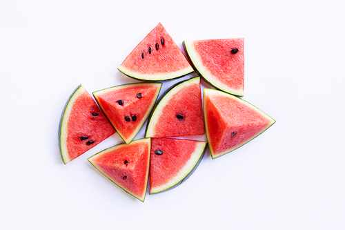 Watermelon pieces  on white.