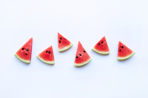 Fresh red watermelon slice Isolated on white background. Copy space