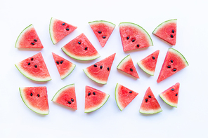 Sweet watermelon slices on white background