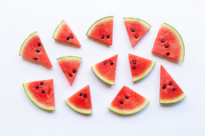 Sliced watermelon on white background.