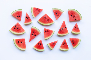 Fresh sliced watermelon on white