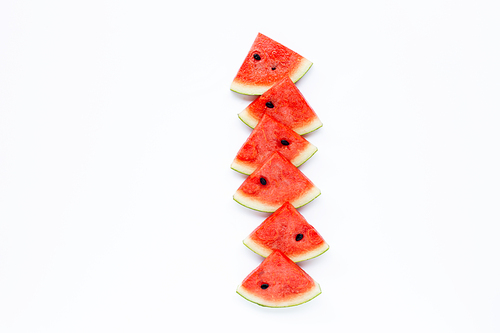 Slices of watermelon isolated on white. Copy space