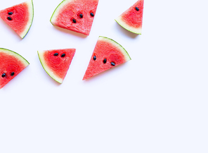 Watermelon sliced on white background. Top view