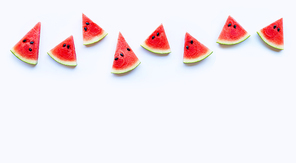 Fresh red watermelon slice Isolated on white background. Copy space