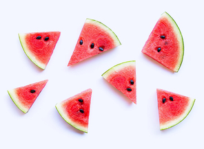 Watermelon sliced on white background. Top view