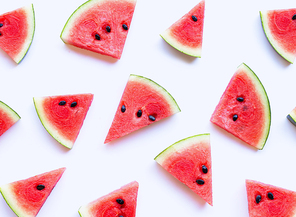 Fresh watermelon slices on white background.