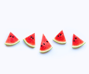 Fresh red watermelon slice Isolated on white background. Copy space