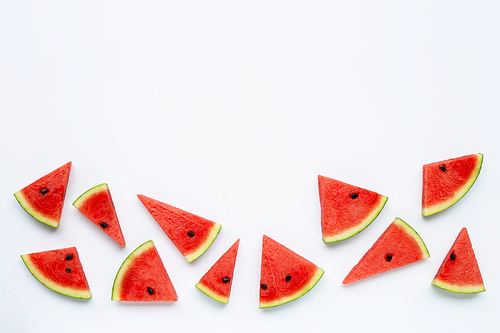 Slices of watermelon isolated on white, Copy space