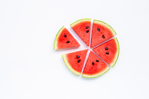 Slices of watermelon isolated on white background, Copy space