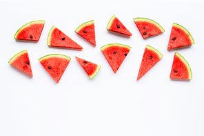 slices of watermelon isolated on white, top view