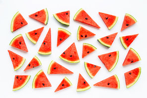 slices of watermelon isolated on white, top view