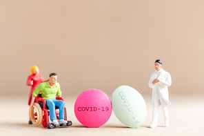 Miniature people , Doctor research and Development Coronavirus Vaccine , Medicine to stop outbreak Coronavirus COVID-19.