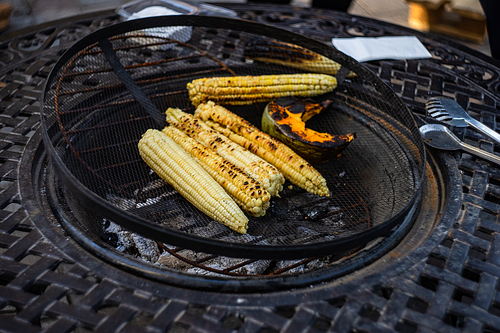 Cooking of corn outdoor during the Tbilisoba celebration