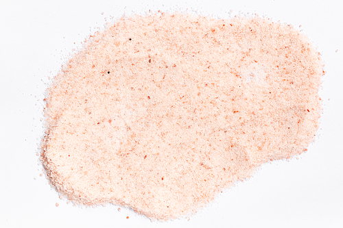 Pink salt , Himalayan salt on white background