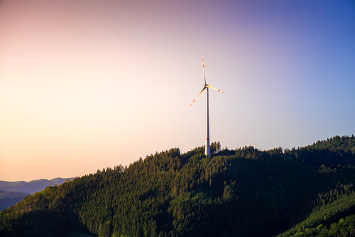 An image of a landscape with wind energy in the black forest area Germany