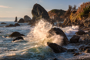 A color image of a dramatic landscape at a northern California beach.