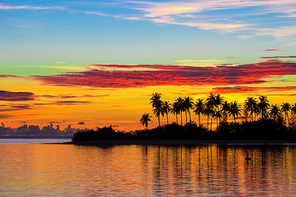 Sunset at the beautiful tropical paradise island, the Maldives