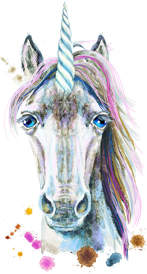 isolated cute watercolor unicorn clipart. nursery unicorns illustration. princess  poster. trendy cartoon pony horse.