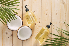 Homemade cosmetics coconut oil and lemon acid.