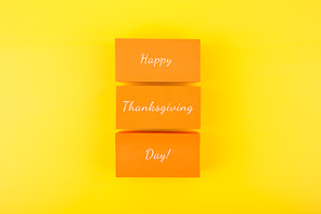 Colorful Happy Thanksgiving day minimal concept in red and orange colors.
