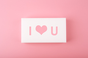 I love you creative minimal concept in pink colors. Template, banner, postcard or flyer for St. Valentine's day