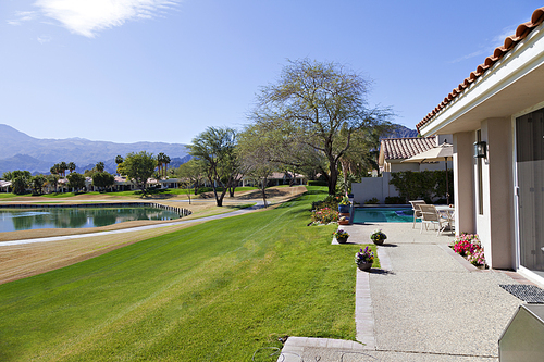 Scenic view outside of luxury mansion