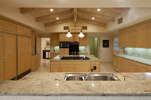 Contemporary kitchen counter in luxury house