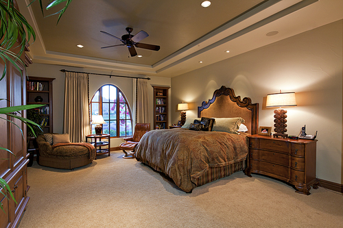 Spacious bedroom in luxury manor house