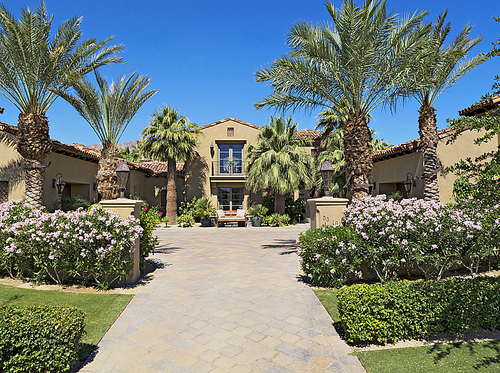 Front entrance facade of luxury villa