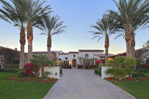 Front entrance of luxury manor house