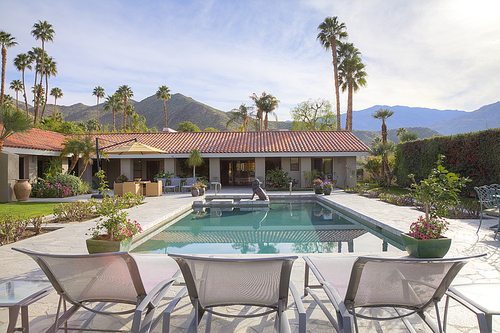 Swimming pool outside luxurious country house