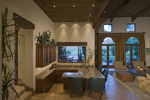 Private bar counter in living room of luxury villa