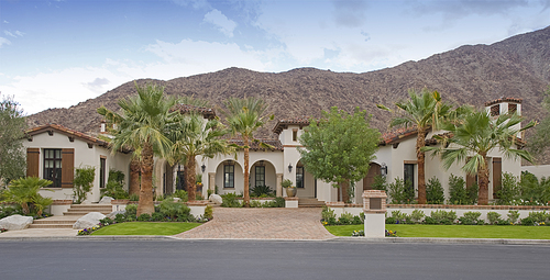 Facade of luxury mansion