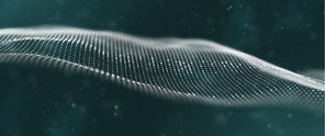 Abstract technology background. Digital white particle wave. Sound structure visualization. Flow dot landscape.