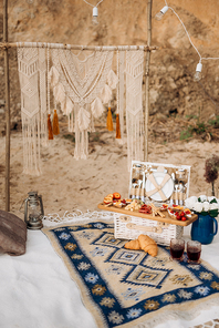 picnic in nature with a basket of delicious products
