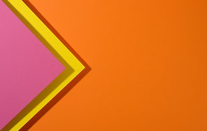 modern orange background with sheets of paper with shadow. Template, banner, flat lay