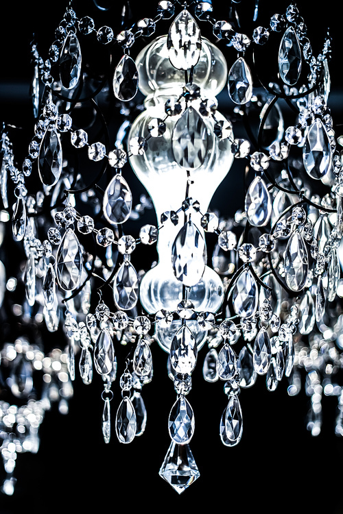 Crystal glass chandelier as home decor, interior design and luxury furniture detail, holiday invitation card background.