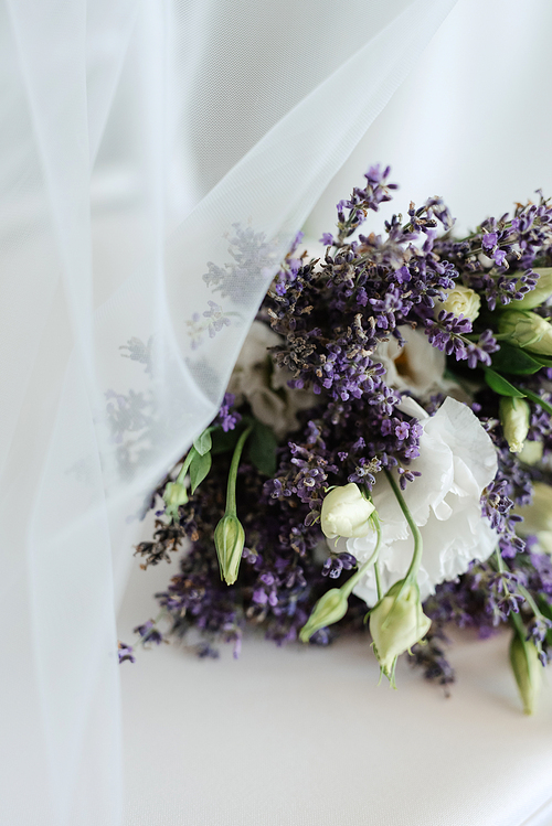 lavender elegant wedding bouquet of fresh natural flowers and greenery