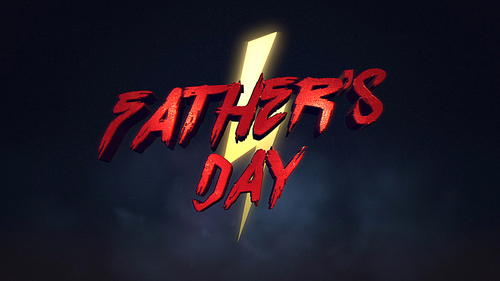 Text Fathers day and thunderbolt, retro holiday background. Elegant and luxury dynamic 3d illustration style for club and entertainment template