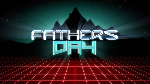 Text Fathers day and mountain, retro holiday background. Elegant and luxury dynamic 3d illustration style for club and entertainment template