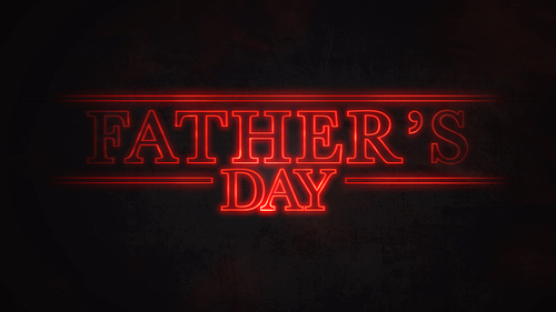 Text Fathers day in neon style, retro holiday background. Dynamic 3d illustration style for club and entertainment template