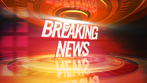 Text Breaking News and news graphic with lines and circular shapes in studio, abstract background. Elegant and luxury 3d illustration style for news template