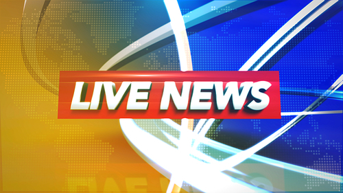 Text Live News and news graphic with lines and circular shapes in studio, abstract background. Elegant and luxury 3d illustration style for news template