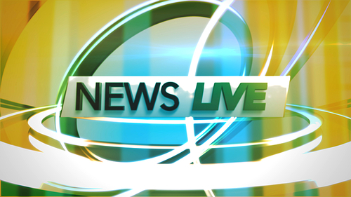 Text News Live and news graphic with lines and circular shapes in studio, abstract background. Elegant and luxury 3d illustration style for news template