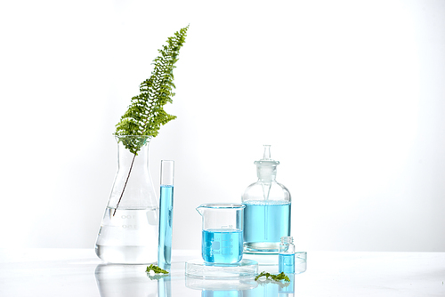 herbal medicine natural organic and scientific glassware, Research and development concept.