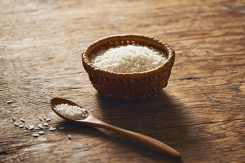 Jasmine  rice isolated on texture background.