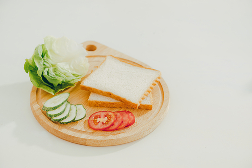 slice bread, prepare for make a sandwich in kitchen room